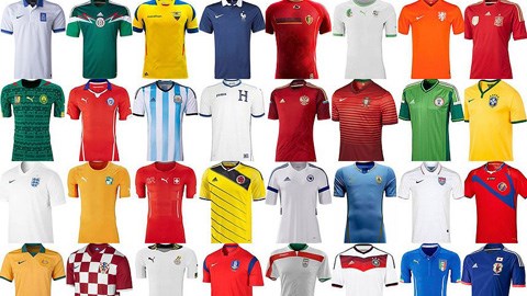 Mẫu áo của 32 đội tuyển tham dự World Cup 2014