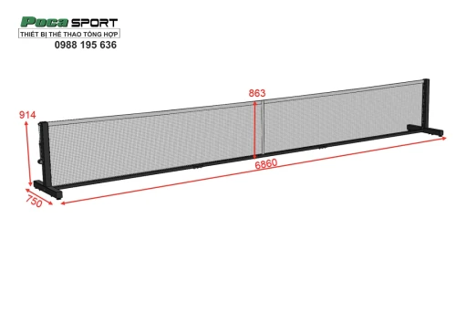 LƯỚI TRỤ PICKLEBALL THI ĐẤU DI ĐỘNG THÉP (kèm lưới)